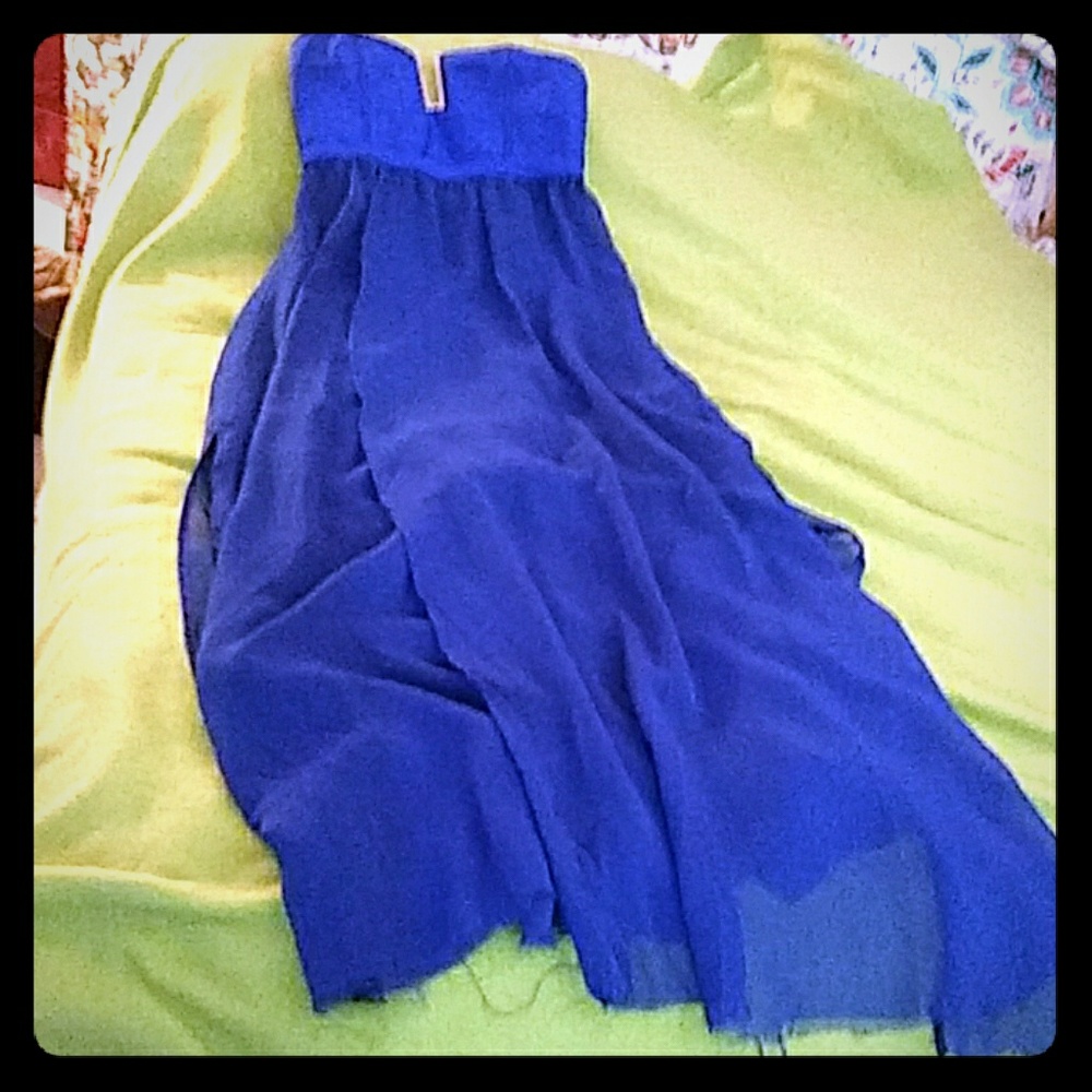 Strapless blue beautiful elegant evening or day dr